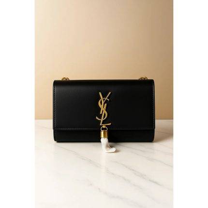 YSL KATE SAINT LAURENT BLACK CROSSBODY BAG WITH GOLDEN TUSSEL