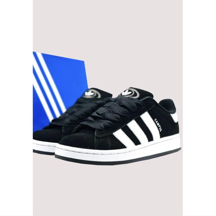 ADIDAS CAMPUS 00S ALL BLACK WHITE STRIPE SUEDE