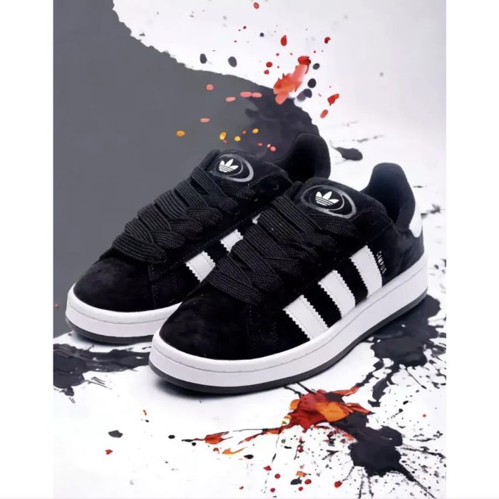ADIDAS CAMPUS 00S ALL BLACK WHITE STRIPE SUEDE