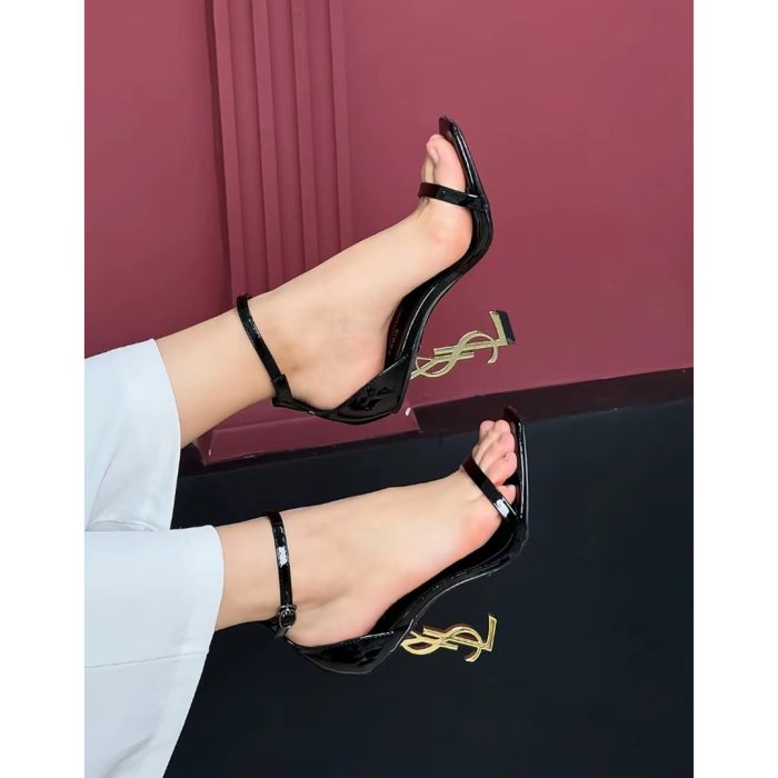 YSL BLACK AND GOLDEN OPYUM SAINT LAURENT HEEL