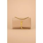 YSL KATE SAINT LAURENT BEIGE CROCODILE EMBOSSED GOLDEN TUSSEL