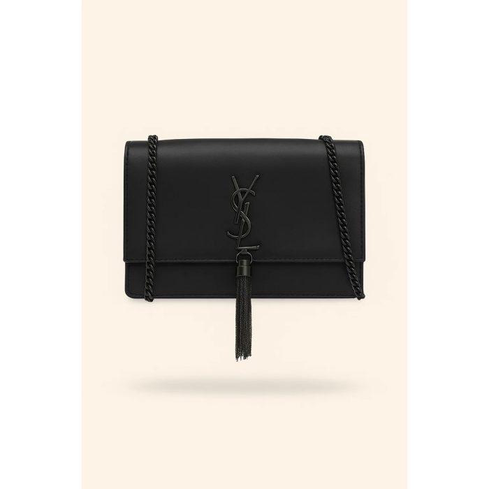 YSL KATE SAINT LAURENT ALL BLACK CROSS BODY BAG BLACK TUSSEL