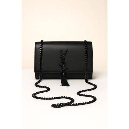 YSL KATE SAINT LAURENT ALL BLACK CROSS BODY BAG BLACK TUSSEL