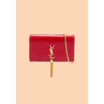 YSL KATE SAINT LAURENT RED CROCODILE EMBOSSED GOLDEN TASSEL & CHAIN