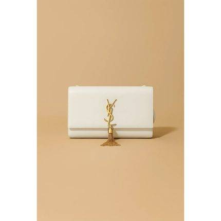 YSL KATE SAINT LAURENT WHITE CROSS BODY BAG GOLDEN TUSSEL