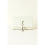 YSL KATE SAINT LAURENT WHITE CROSS BODY BAG SILVER TUSSEL
