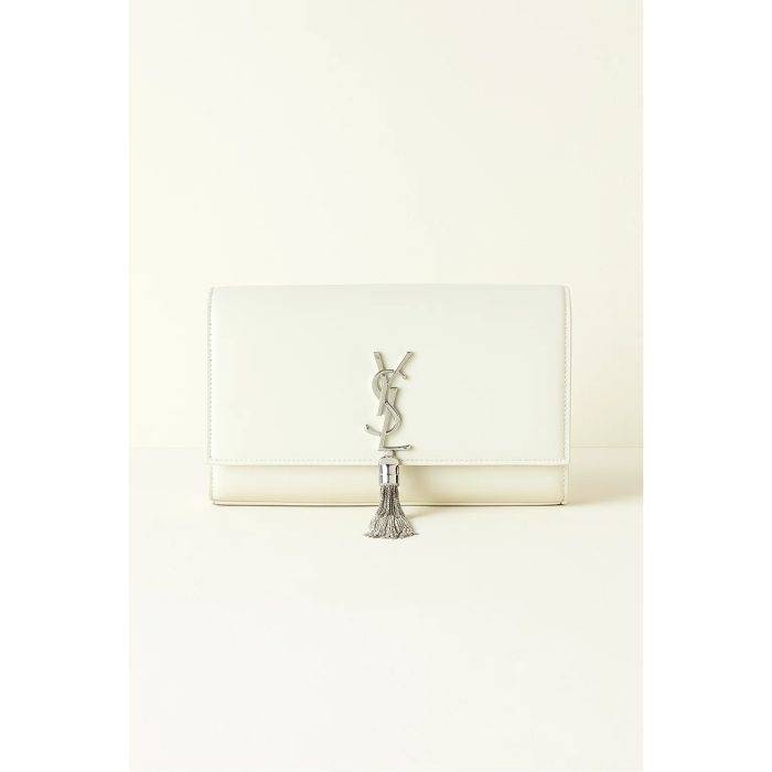 YSL KATE SAINT LAURENT WHITE CROSS BODY BAG SILVER TUSSEL