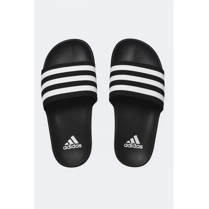 ADIDAS BLACK WHITE STRIPE SLIDE V2 WITH BOX
