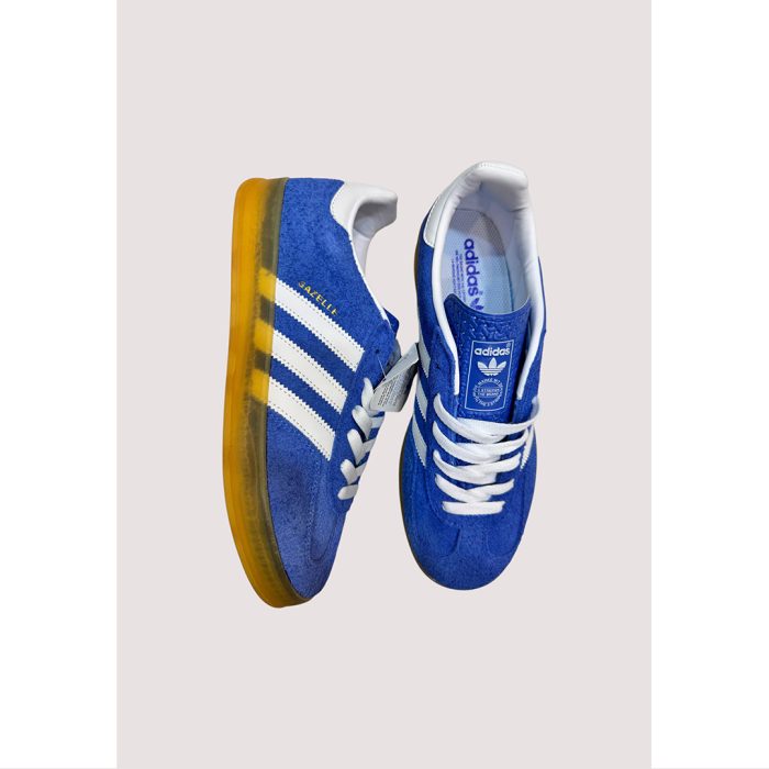 ADIDAS GAZELLE INDOOR INDIGO BLUE WHITE WITH GOLDEN GUM SOLE