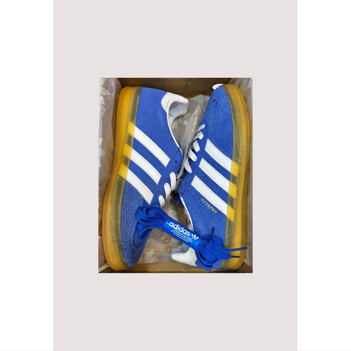 ADIDAS GAZELLE INDOOR INDIGO BLUE WHITE WITH GOLDEN GUM SOLE