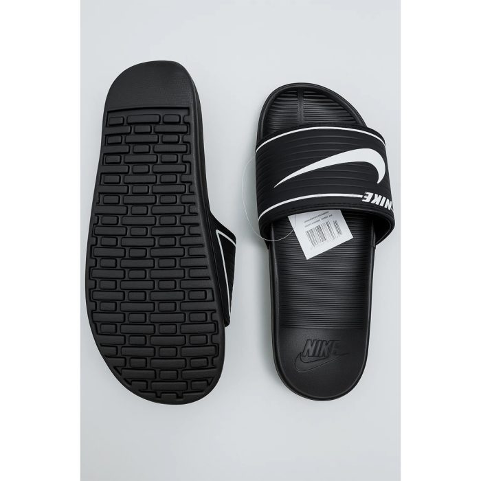 NIKE ALL BLACK WHITE TICK SLIDE V2 WITH BOX
