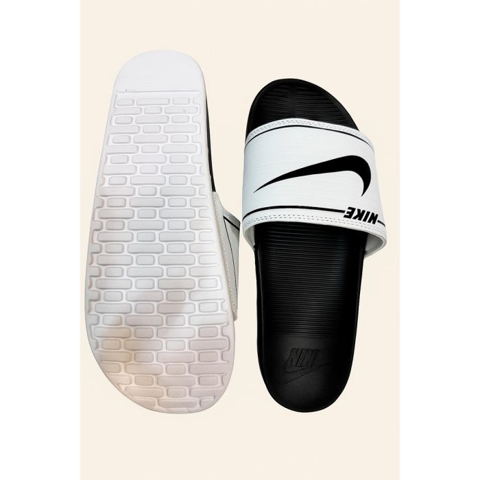 NIKE WHITE WITH BLACK TICK SLIDE WITH BOX