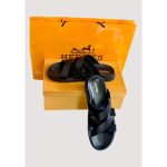 HERMÈS IZMIR TWO BLACK SLIDE MEN D3