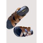 HERMÈS IZMIR BLACK-BROWN PRINTED SLIDE MEN