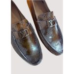 LOUIS VUITTON BROWN EMBOSSED LOGO FORMAL SHOES MEN