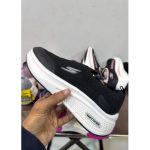 SKECHERS BLACK-WHITE SLIP ON WOMEN SHOES