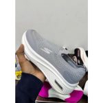SKECHERS GREY-WHITE SLIP ON WOMEN SHOES