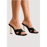 YSL BLACK OPYUM CRYSTAL CROSS STRAP HEEL
