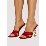 YSL RED OPYUM CRYSTAL CROSS STRAP HEEL