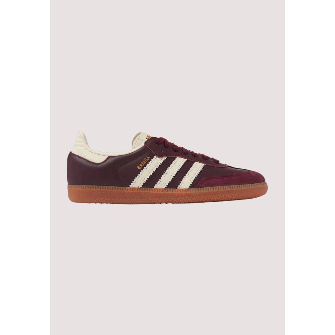 ADIDAS SAMBA OG MAROON GOLD METALLIC SHOES