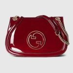 GUCCI ROSSO ANCORA PATENT SMALL GG BLONDIE SHOULDER BAG