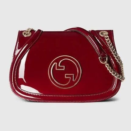 GUCCI ROSSO ANCORA PATENT SMALL GG BLONDIE SHOULDER BAG