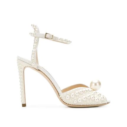 JIMMY CHOO SACORA 100 PEARLS EMBELLISHED HEEL