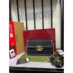 GUCCI GO SMALL BLACK GG CANVAS SHOULDER BAG