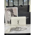 YSL SAINT LAURENT KATE CROC EMBOSSED BAG