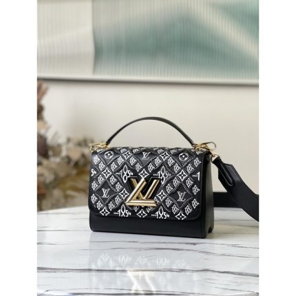 LOUIS VUITTON TWIST MM BLACK EMBROIDERED BAG