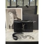 YSL SAINT LAURENT KATE CROC EMBOSSED BAG