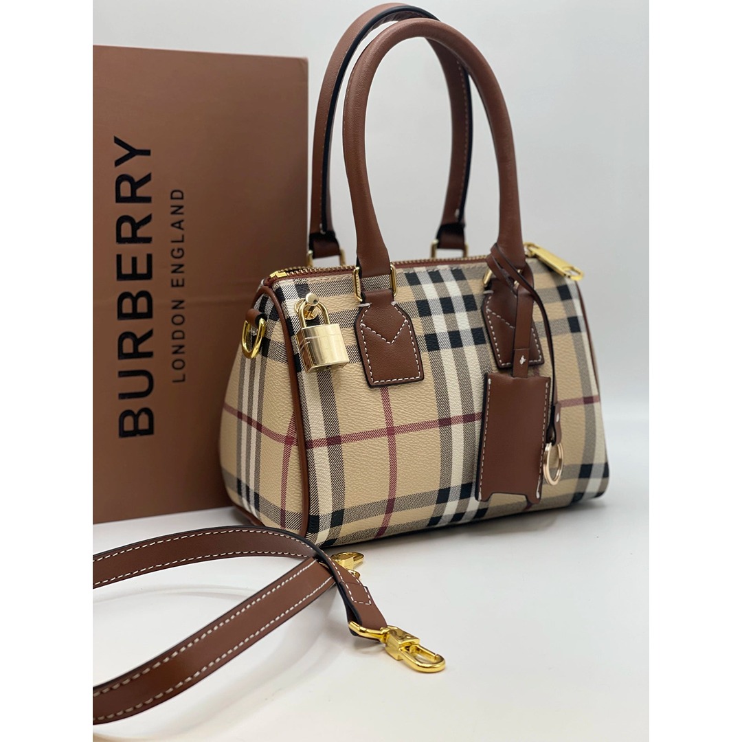 BURBERRY DUFFEL HANDBAG CREAM BROWN