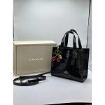 COACH SIGNATURE PATENT MINI TOTE BAG WITH CHERRY CHARM