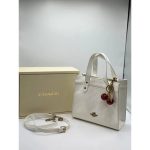 COACH SIGNATURE PATENT MINI TOTE BAG WITH CHERRY CHARM
