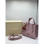 COACH SIGNATURE PATENT MINI TOTE BAG WITH CHERRY CHARM