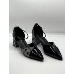 GUCCI GG MONOGRAM BLACK GREY BLOCK HEEL