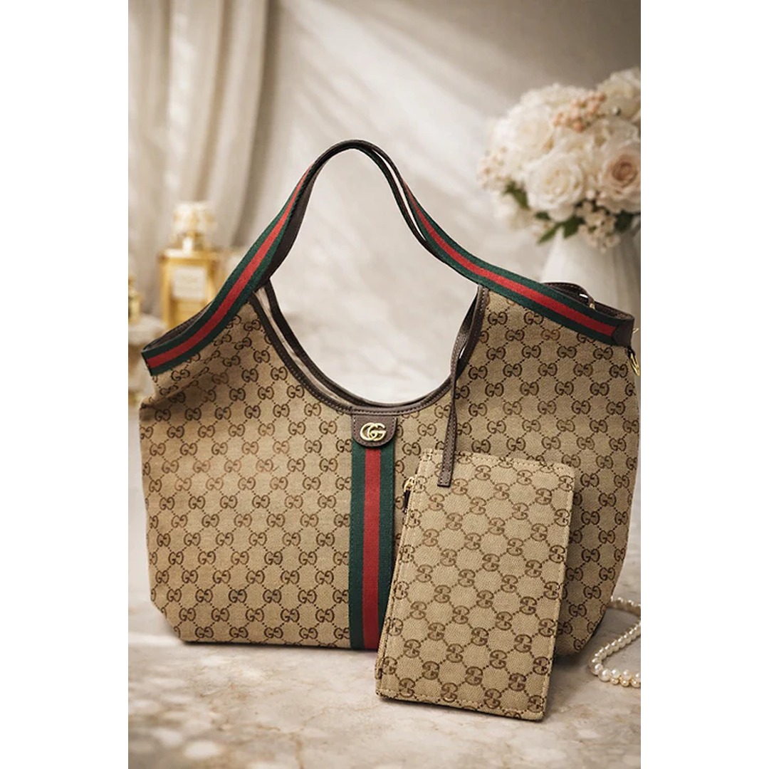 GG Giglio Large Tote Bag Beige GUCCI GG GIGLIO LARGE TOTE BAG - Image 1