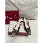 GUCCI ERIN CRYSTAL EMBELLISHED BLACK SLINGBACK PUMPS