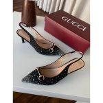 GUCCI ERIN CRYSTAL EMBELLISHED BLACK SLINGBACK PUMPS