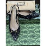 GUCCI ERIN CRYSTAL EMBELLISHED BLACK SLINGBACK PUMPS