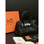 HERMES CROCODILE HAND BAG BLACK