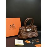 HERMES CROCODILE HAND BAG BLACK
