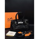 HERMES CROCODILE HAND BAG BLACK