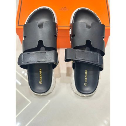 HERMES CHYPRE BLACK MEDICATED SANDAL