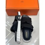 HERMES CHYPRE BLACK MEDICATED SANDAL