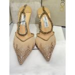 JIMMY CHOO SAEDA 100 CRYSTAL EMBELLISHED ANKLE BRACELET STRAP CHAMPAGNE