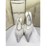 JIMMY CHOO SAEDA 100 CRYSTAL EMBELLISHED ANKLE BRACELET STRAP WHITE