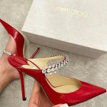 JIMMY CHOO BING RED 100 PATENT CRYSTAL EMBELLISHED STRAP