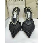 JIMMY CHOO SAEDA 100 CRYSTAL EMBELLISHED ANKLE BRACELET STRAP BLACK