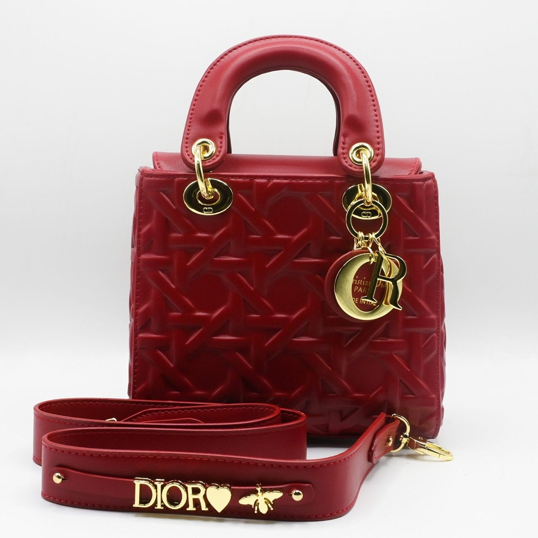 LADY-DIOR-Red-2 LADY DIOR CANNAGE PATTERN BAG